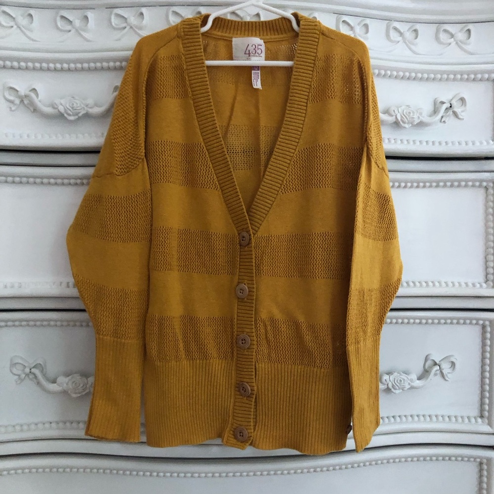Matilda Jane 435 X JOANNA GAINES girls cardigan sweater size 12 brownish/yellow